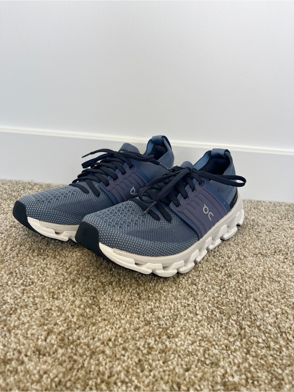 On Running Women’s Athletic Shoes - Navy, Grey Blue with White Sole